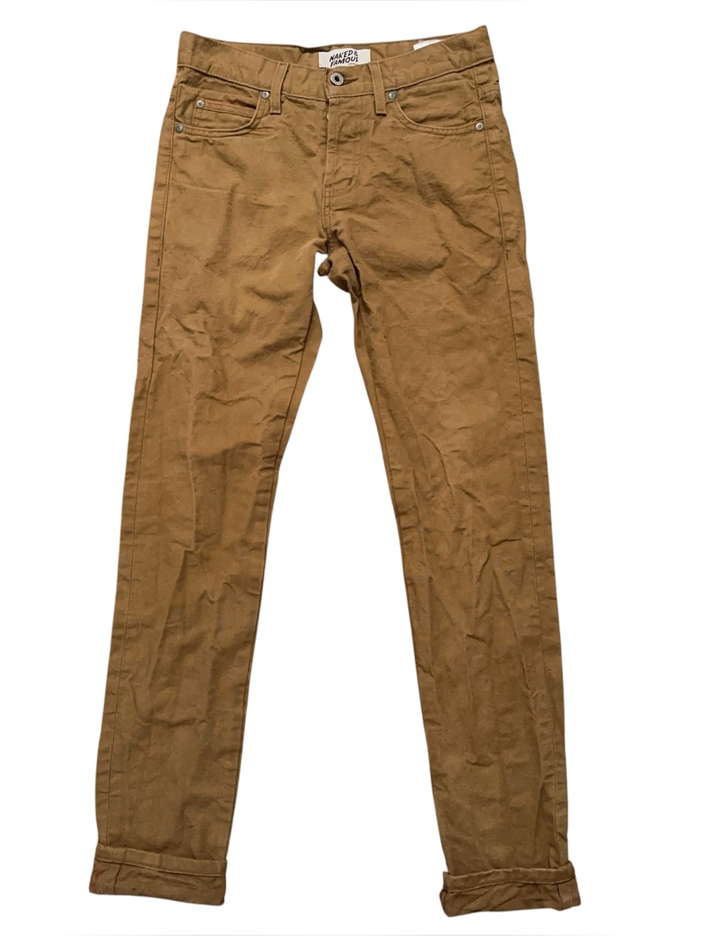 Naked & Famous Denim Jeans Mens Size 30 Japanese Selvedge Super Skinny Brown